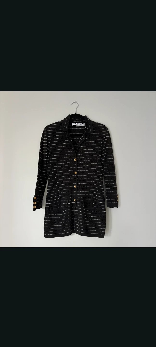 Sonia Rykiel Paris Black & White Striped Knit Cardigan - Size 40