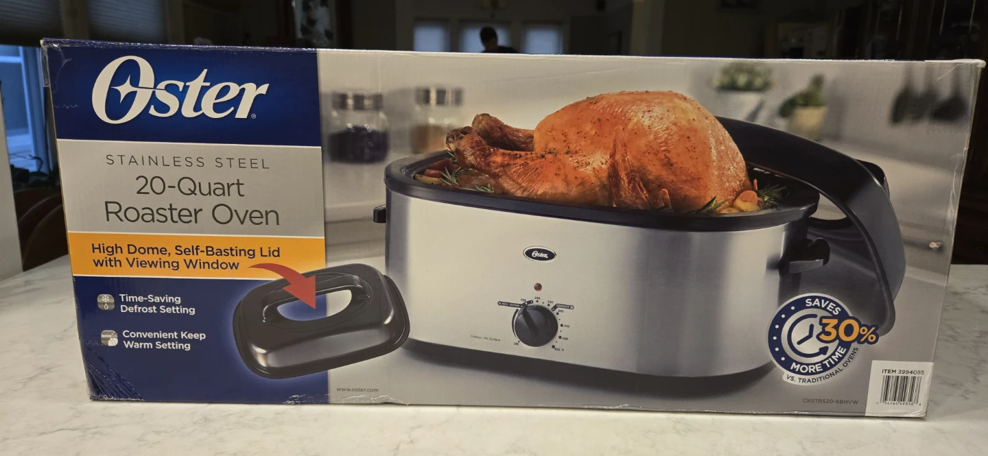Oster 20-Quart Stainless Steel Roaster Oven with High Dome Lid