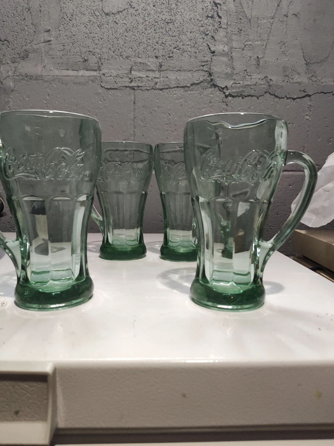 Set of 4 Green Coca-Cola Glass Mugs - photo 3