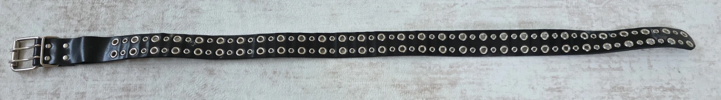 Black Studded Belt with Double Grommets
