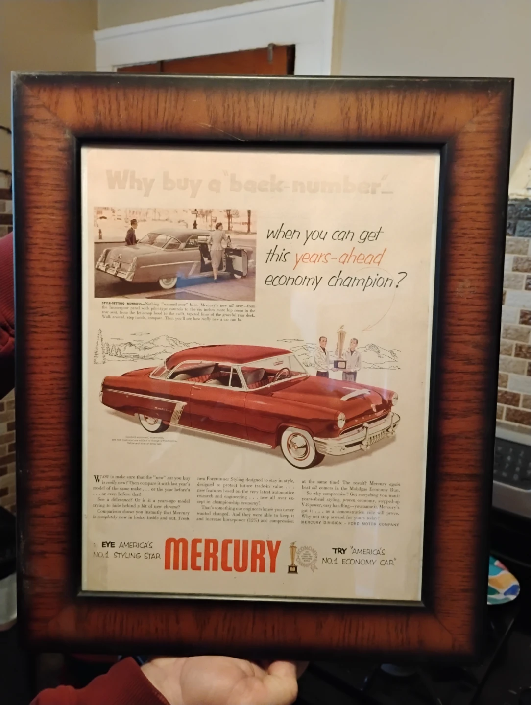 Vintage Mercury "Economy Champion" Framed Print Ad - photo 2