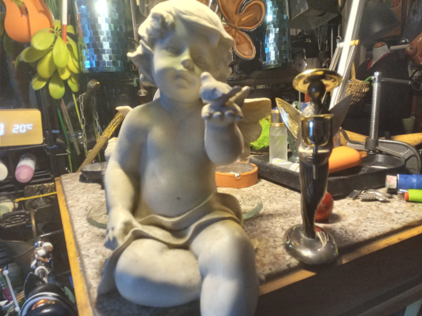 Cherub Figurine with Bird
