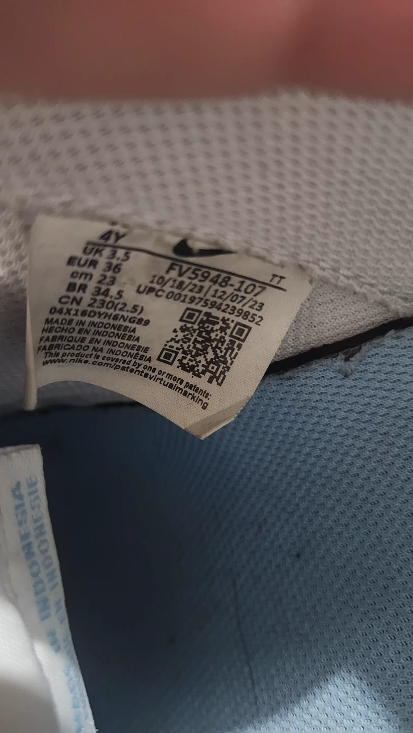 Nike Air Force 1 Youth Sneakers White/Light Blue Size 4Y - photo 3