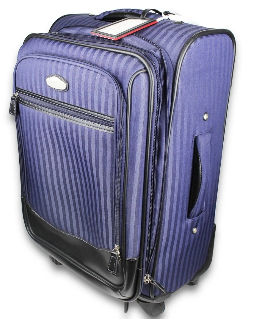 Ricardo Beverly Hills Navy Striped Rolling Suitcase