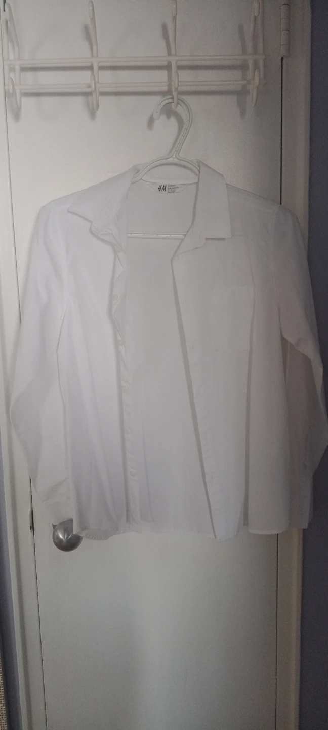 H&M White Button-Up Shirt - Size EUR 158 / US 16