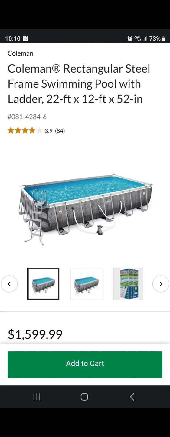 Coleman Rectangular Steel Frame Swimming Pool with Ladder,