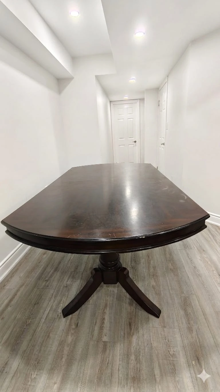 Set of 3 Dark Wood Chairs and walnut wood dinning table - photo 3
