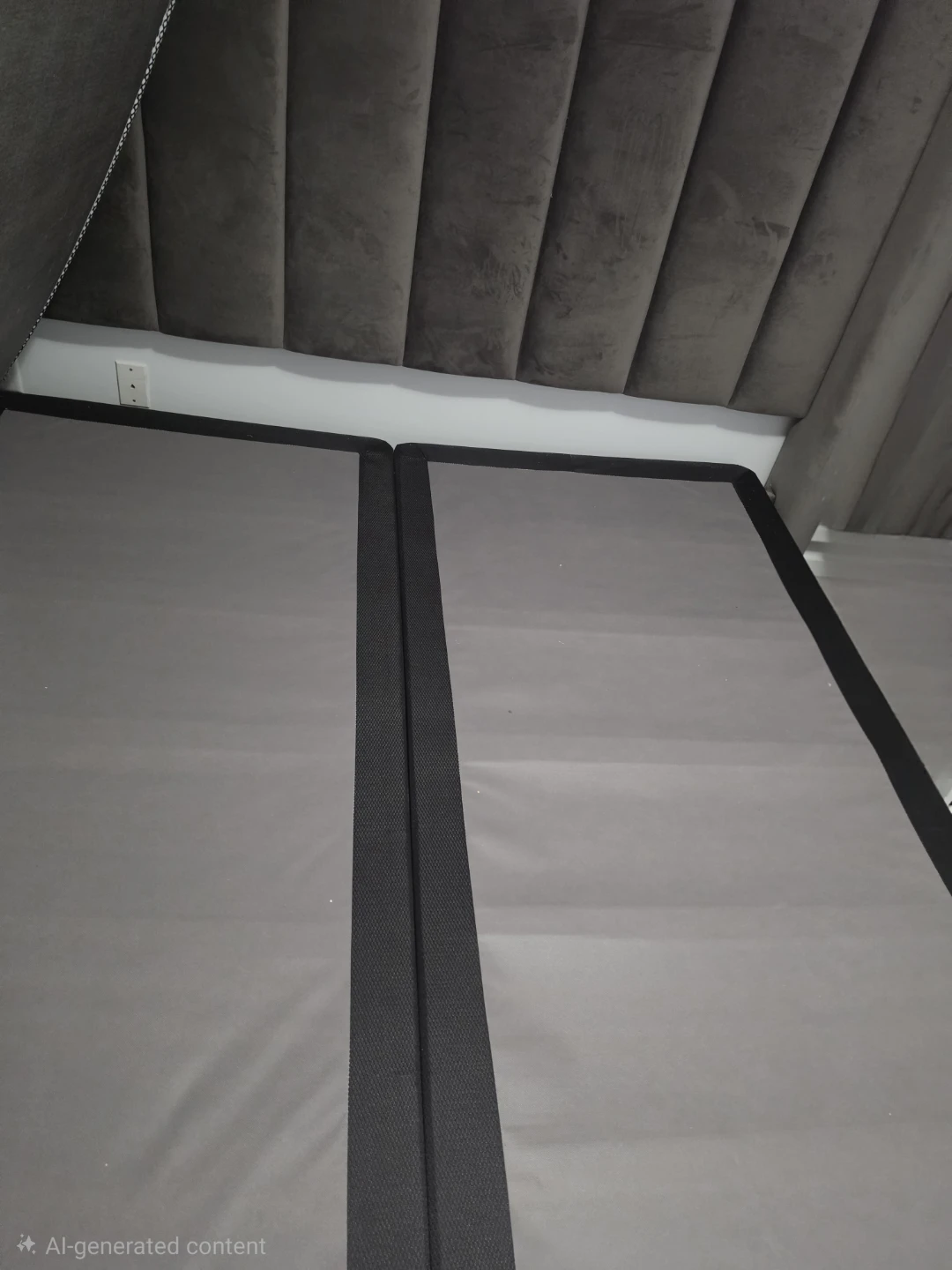 KING size Grey Upholstered Headboard and Bed Base