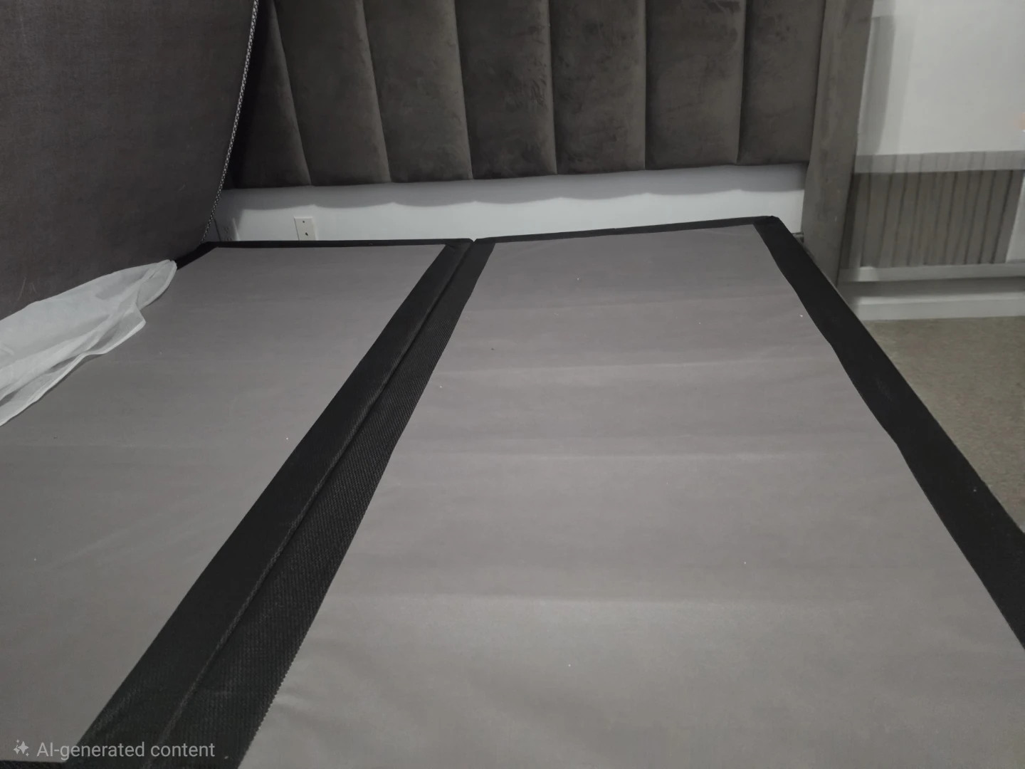 KING size Grey Upholstered Headboard and Bed Base - photo 2