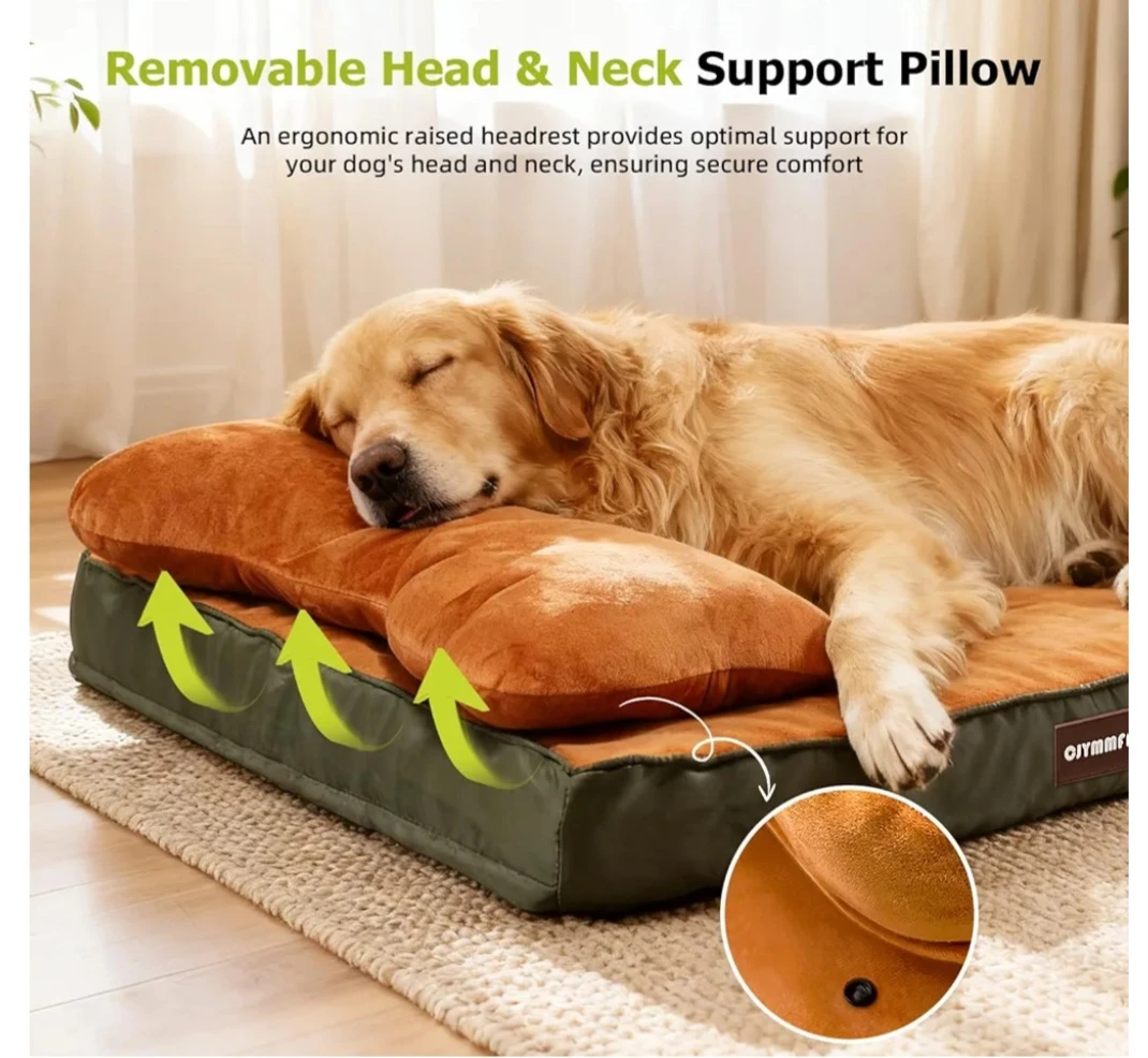 CJYMMFAN Orthopedic Dog Bed with Removable Headrest - photo 2