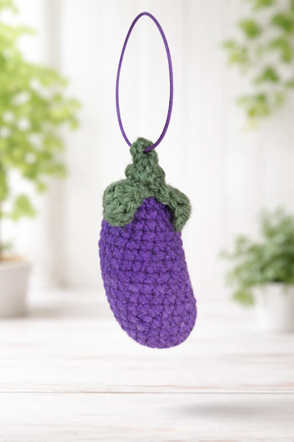 Handmade Crochet Eggplant Ornament - photo 2