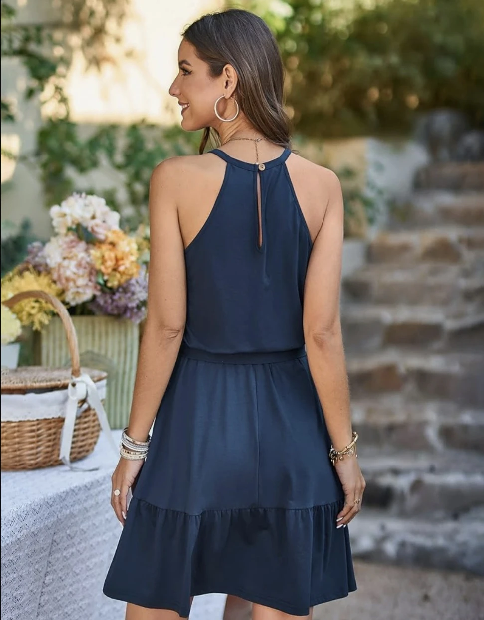 Noshows Women's Navy Blue Halter Neck Dress Medium - photo 3