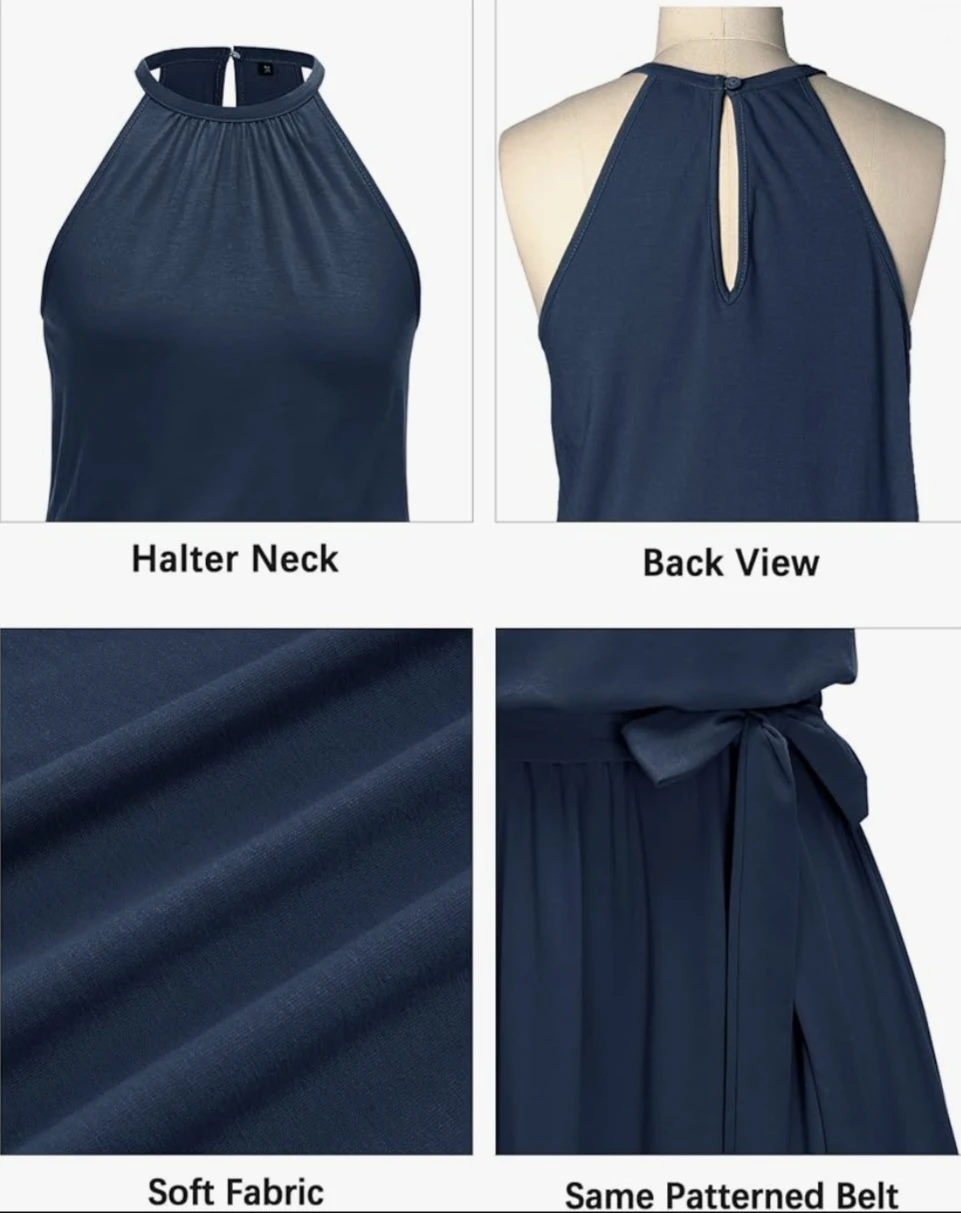 Noshows Women's Navy Blue Halter Neck Dress Medium - photo 4