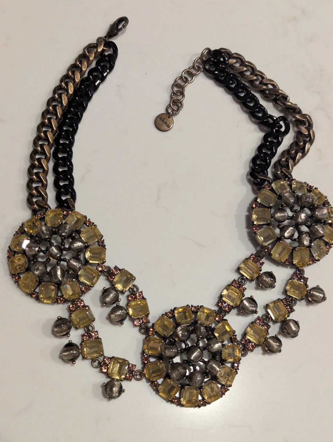Stella & Dot Chunky Statement Necklace - Black and Bronze