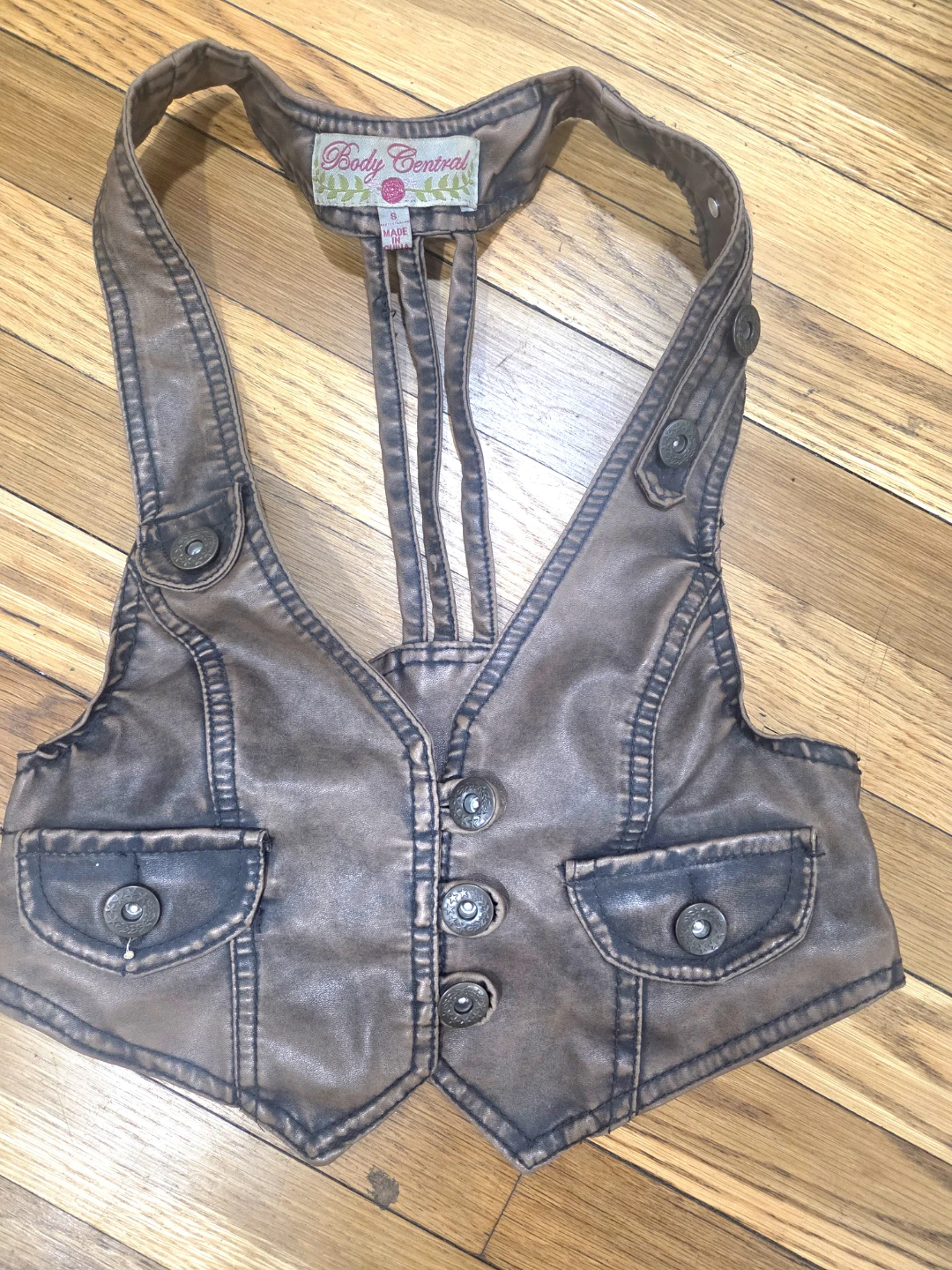 Body Central Brown Button-Up Vest - Size 8