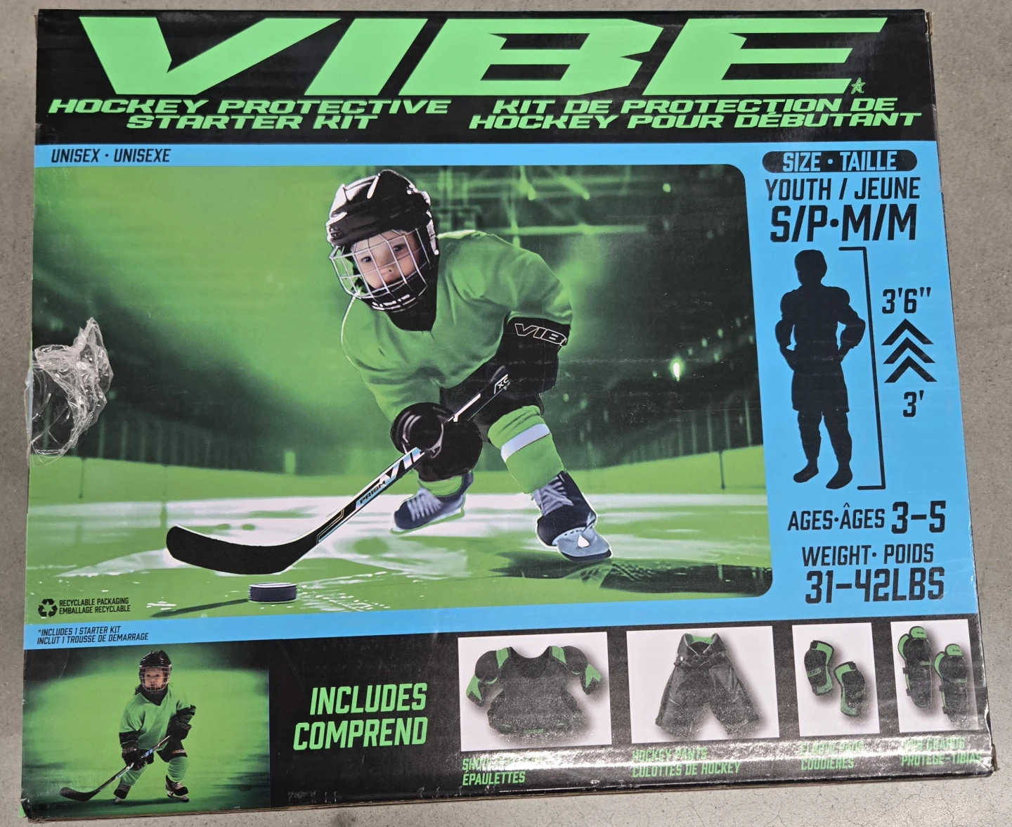 Vibe Hockey Protective Youth Starter Kit S/P-M/M