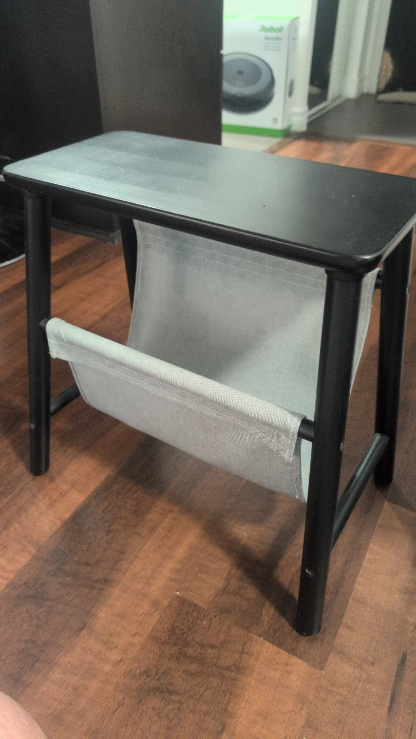 Black Side Table with Magazine Rack