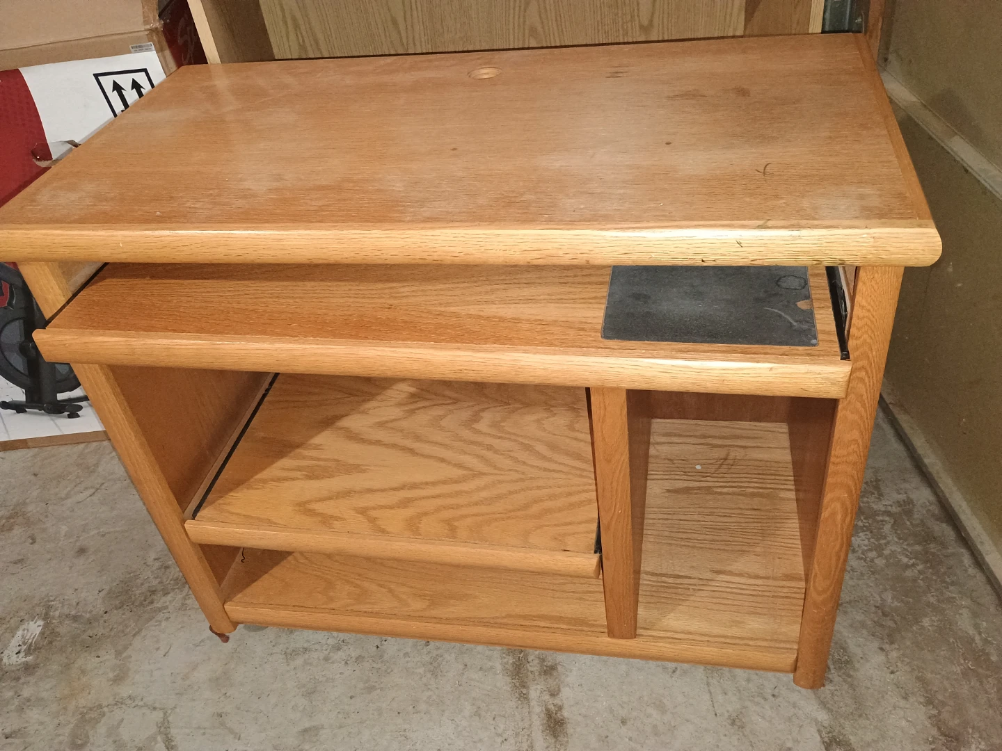 Oak Wood PCtable Stand with Keyboard Tray