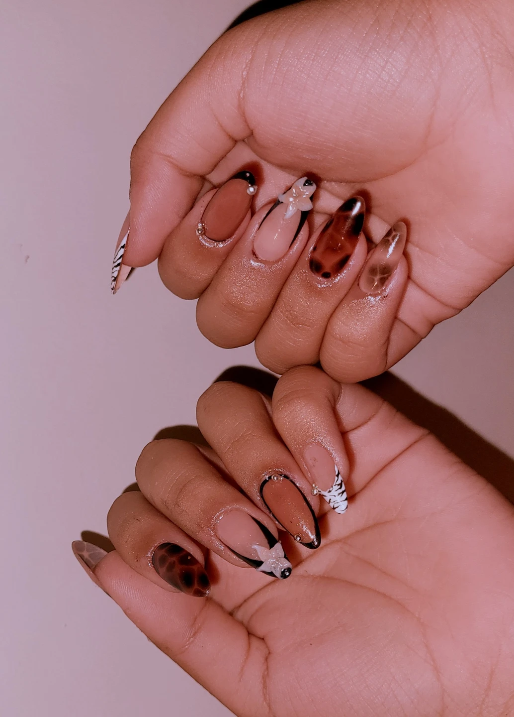 Custom Press-On Nails - Tortoiseshell & Tiger Print Accents
