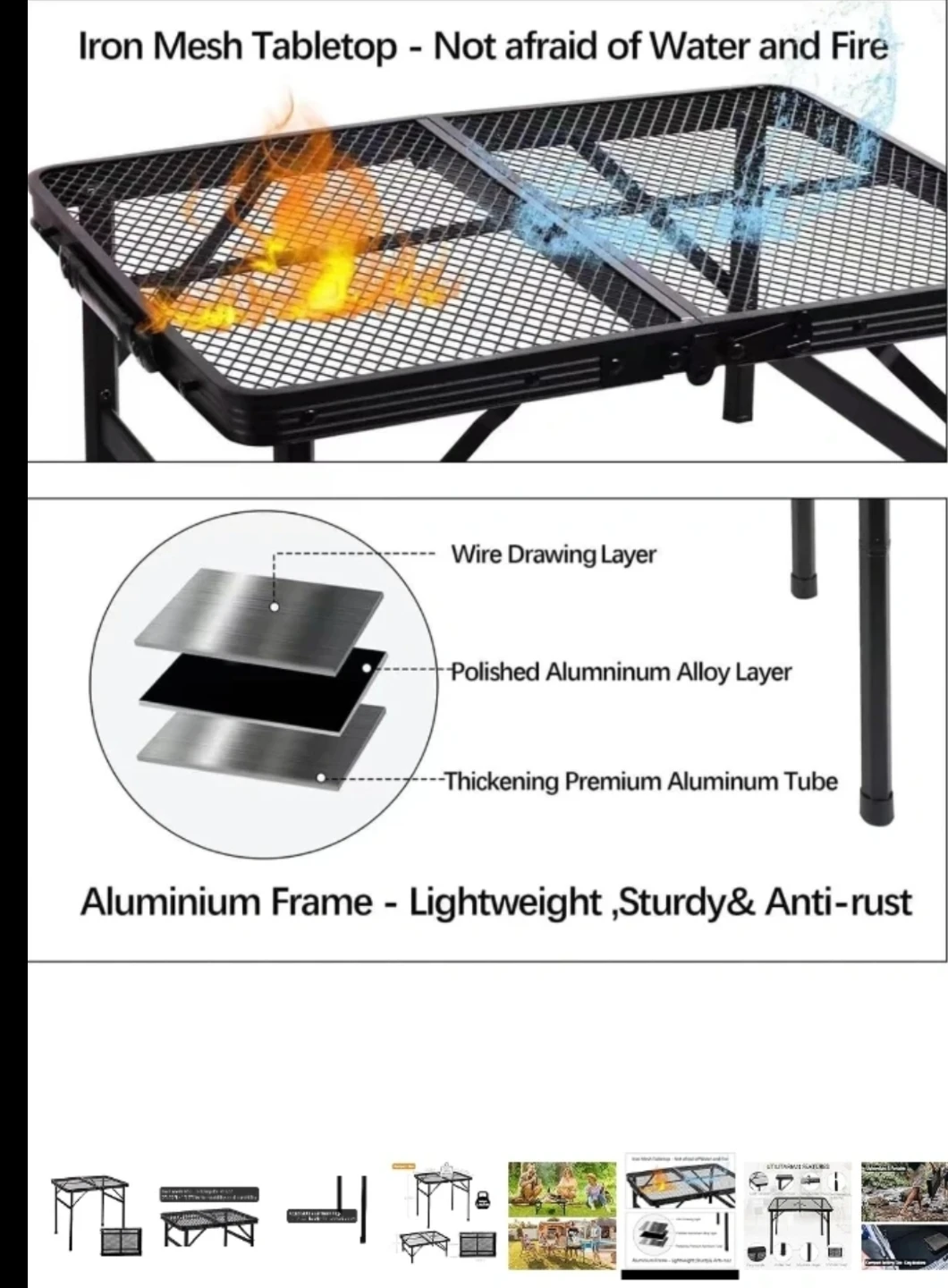 Metal Folding Table - Portable Grill Stand for Camping - photo 3