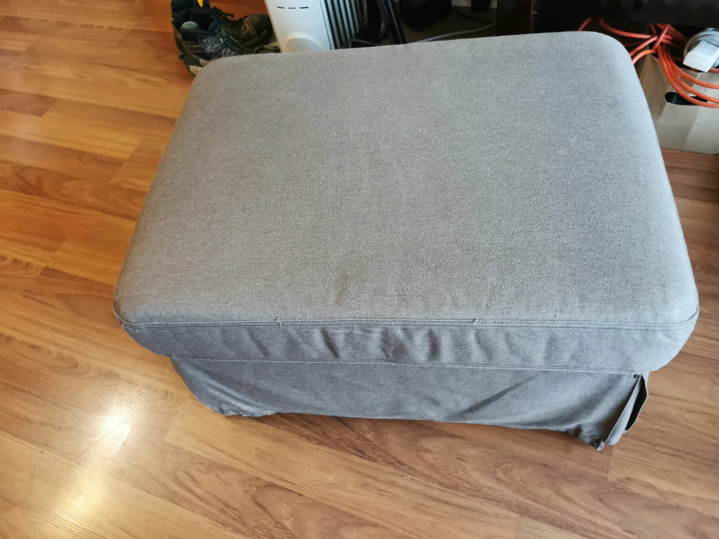 Grey Fabric Storage Ottoman