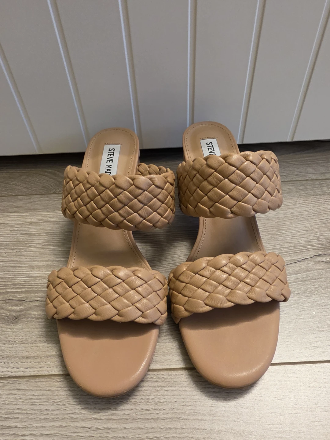 Steve Madden Woven Heeled Sandals - Beige