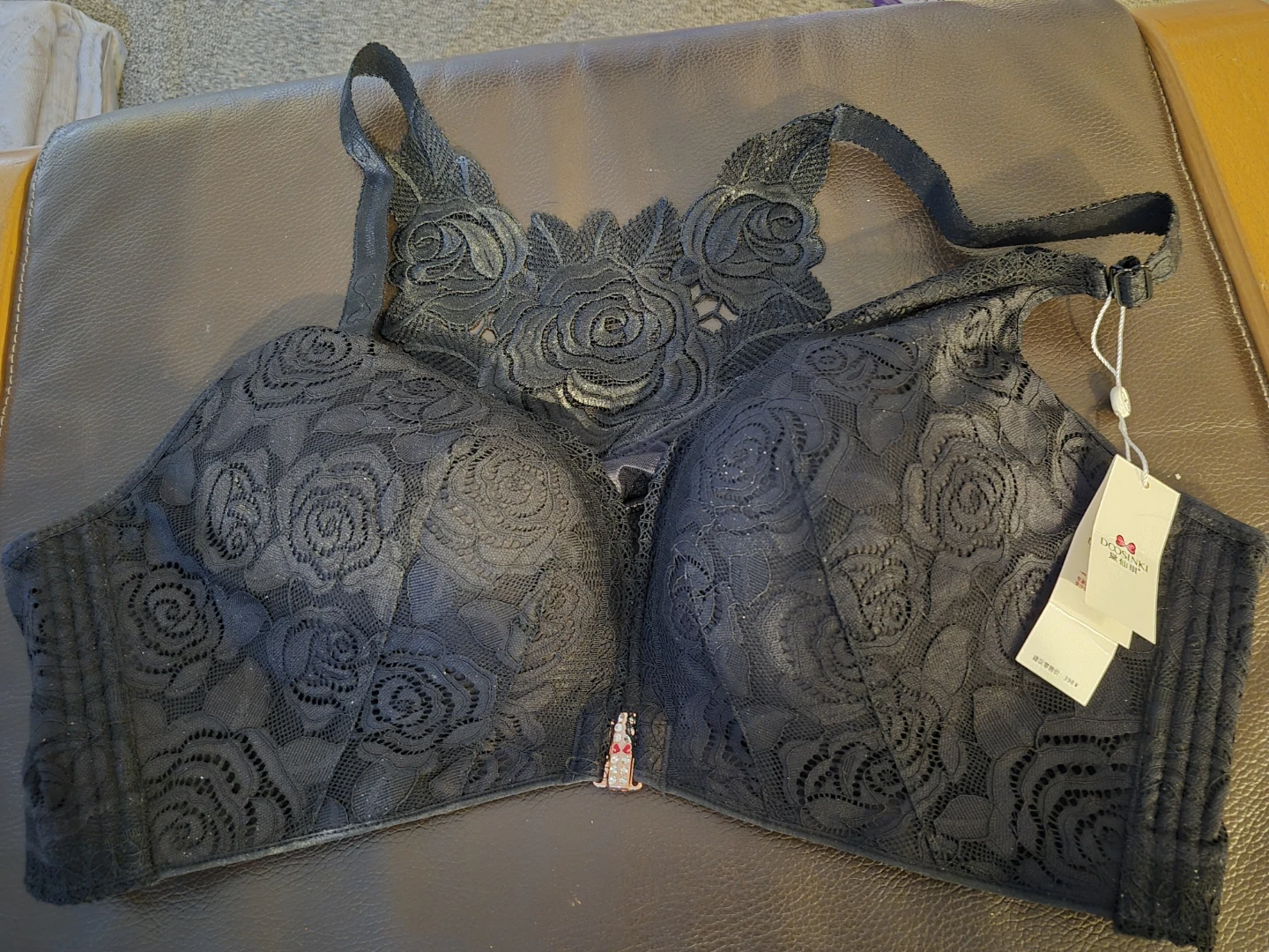 🌱Black Lace Rose Bra
