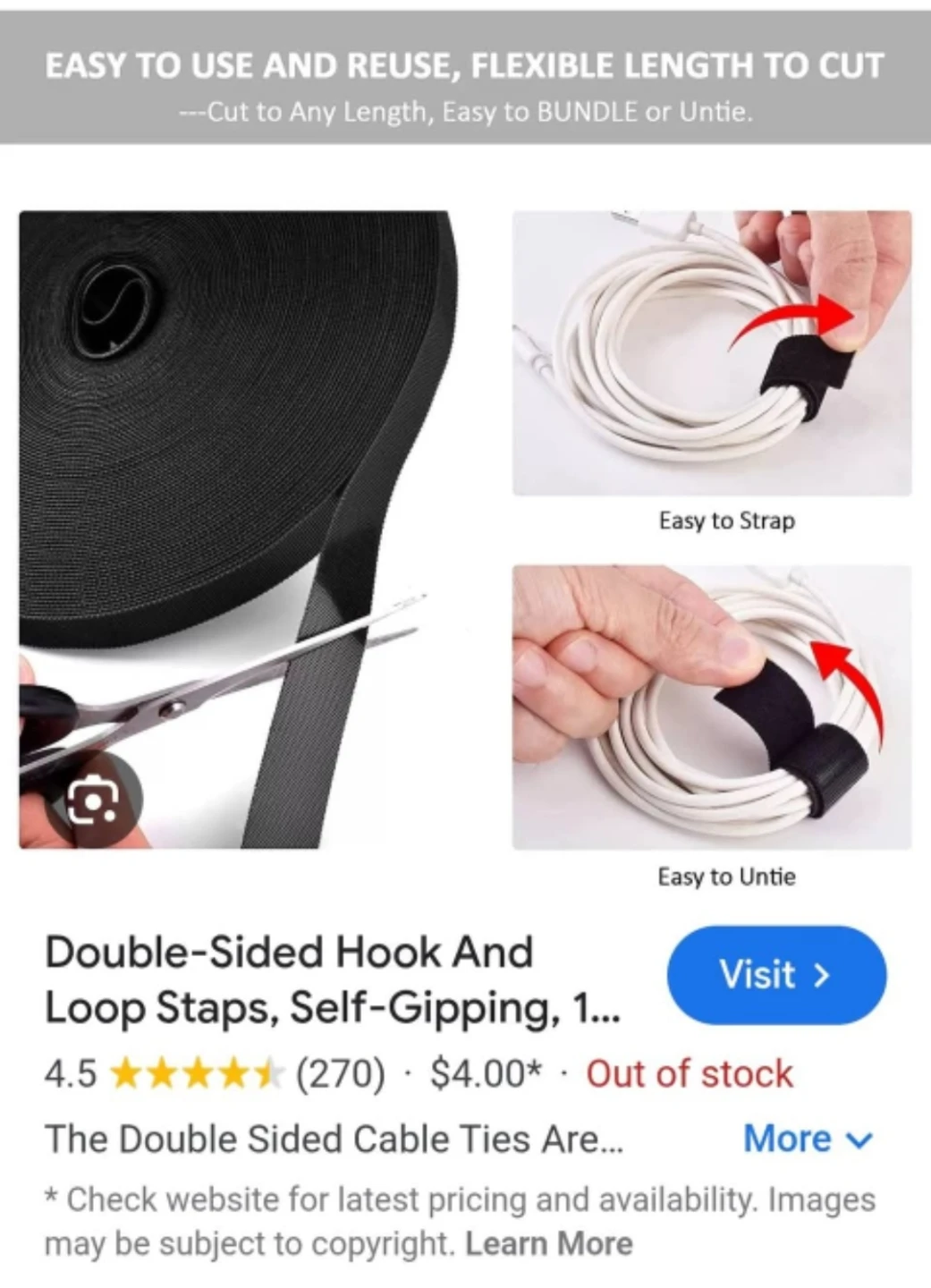 Velcro Black Double-Sided Hook and Loop Straps - photo 2