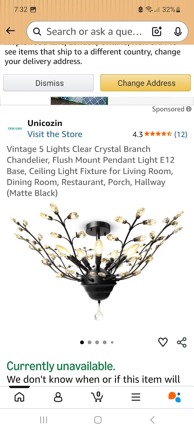 Unicozin 5 Lights Crystal Branch Chandelier