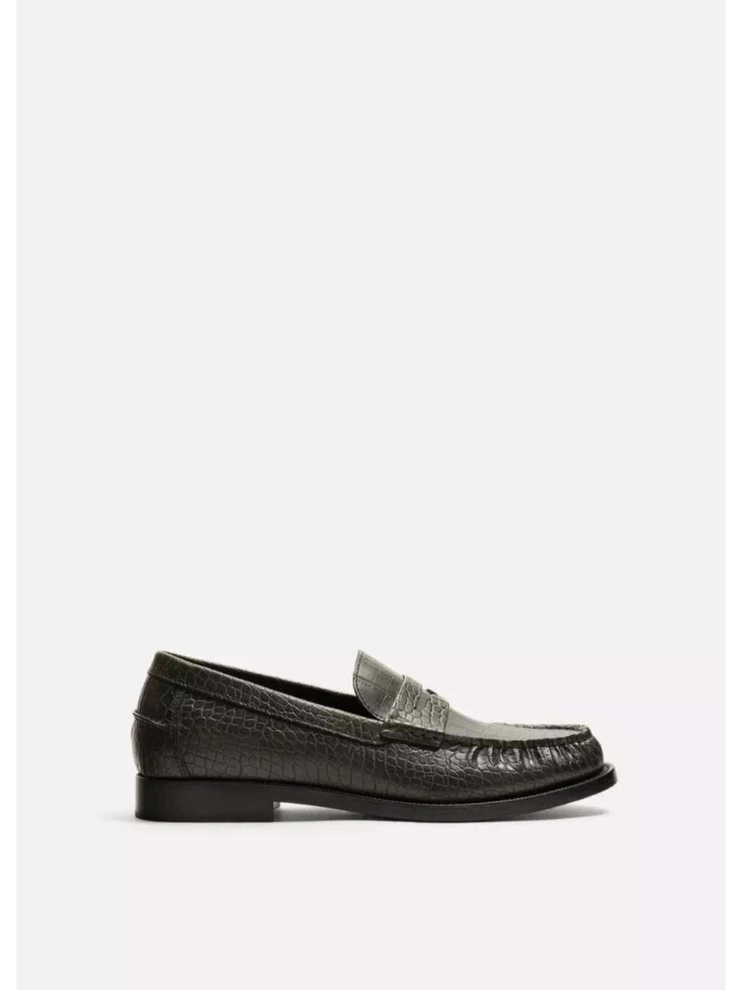 Zara Man Green Crocodile-Effect Loafers - photo 2