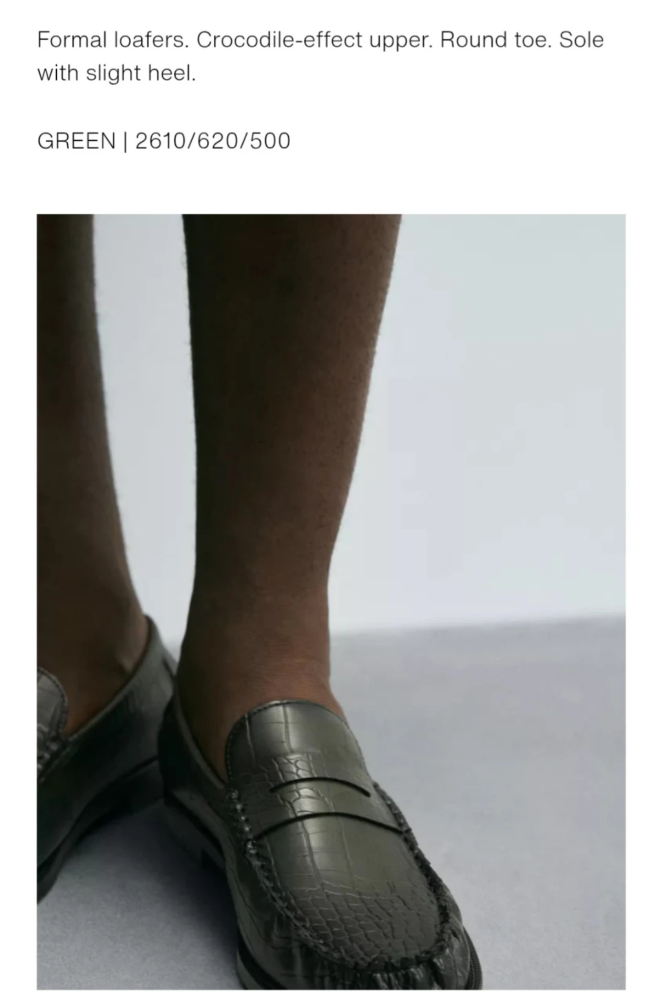 Zara Man Green Crocodile-Effect Loafers - photo 3