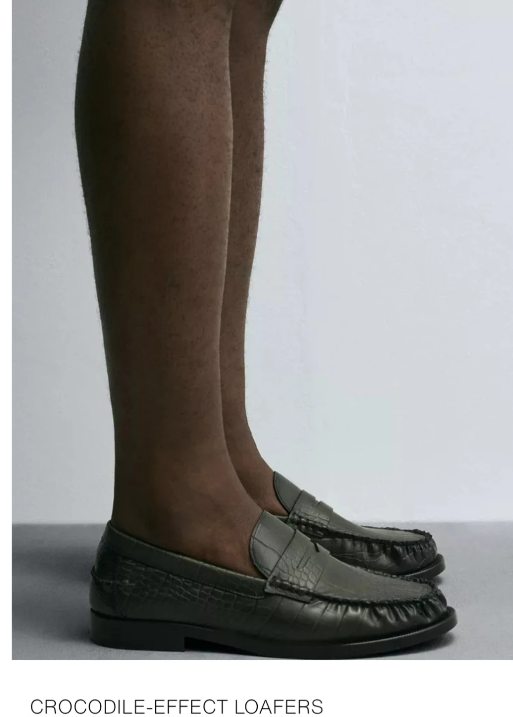 Zara Man Green Crocodile-Effect Loafers - photo 4