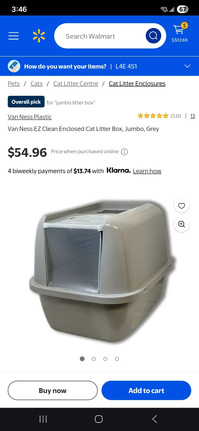 Van Ness Plastic Jumbo Enclosed Cat Litter Box, Grey - photo 2