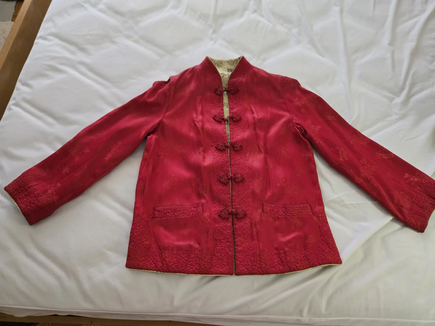 Vintage Reversible Chinese Brocade Jacket with Mandarin Collar