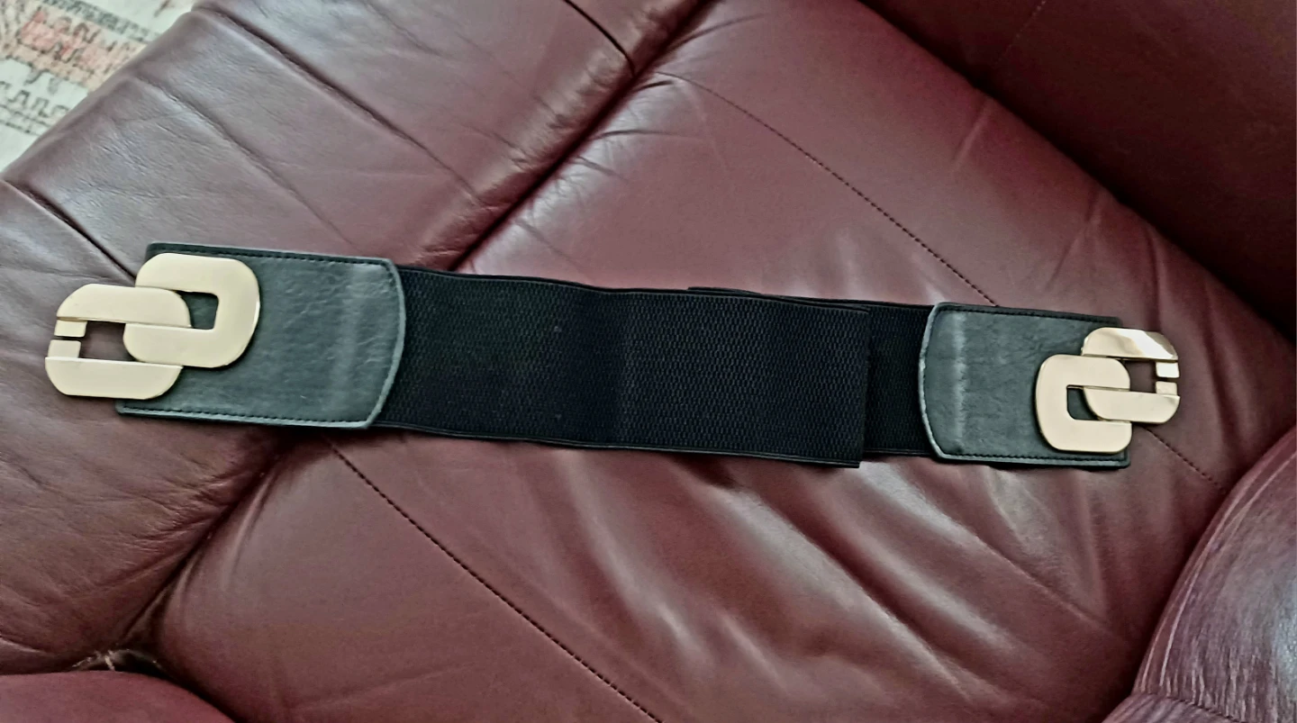 Black Elastic Belt with Gold Buckle - photo 2