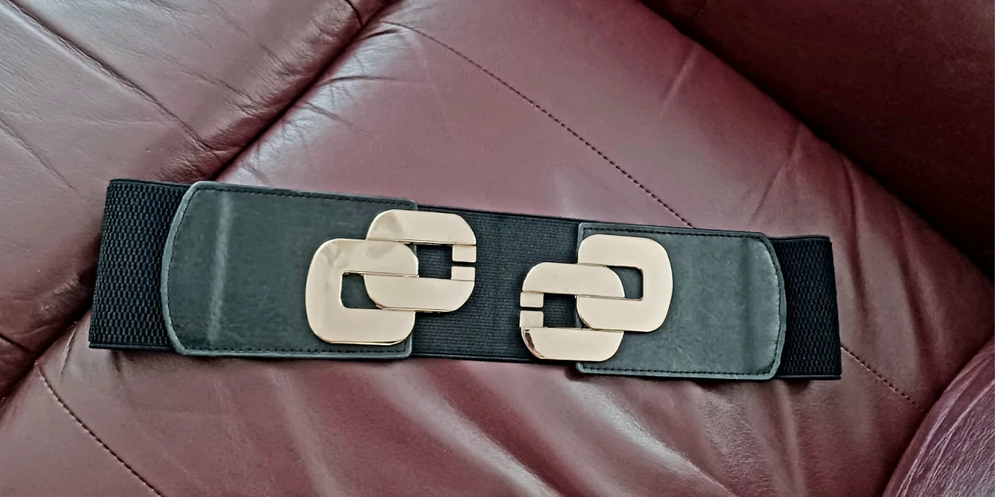 Black Elastic Belt with Gold Buckle - photo 3