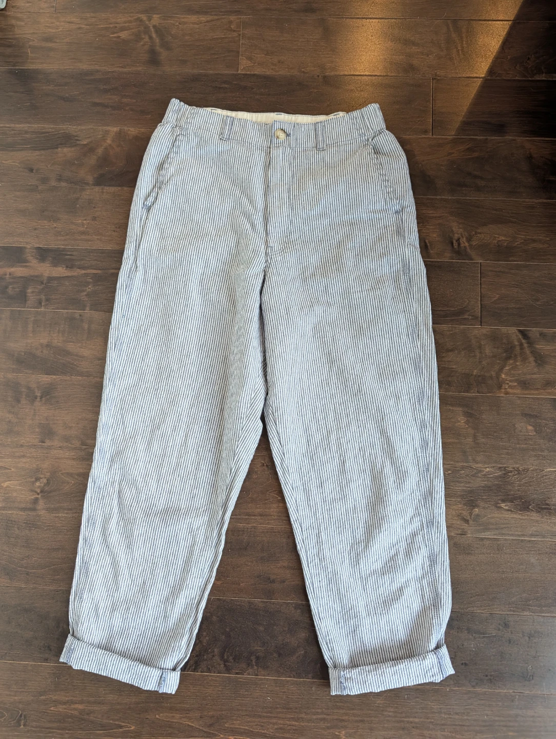 Uniqlo Blue Stripe Cotton Linen Pants - photo 3