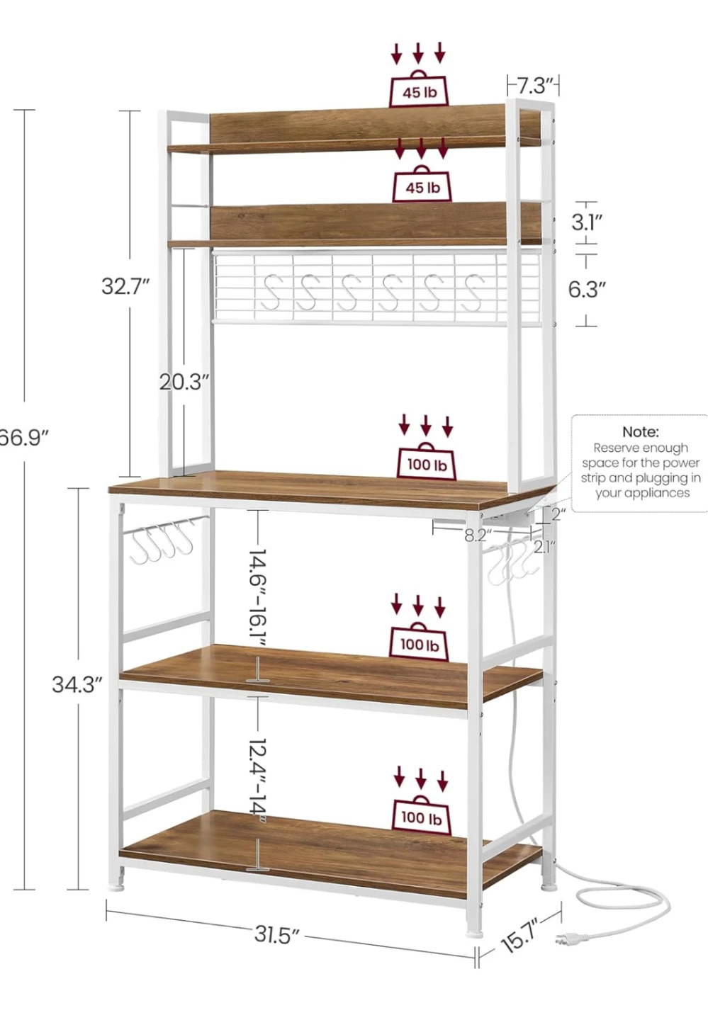 🌱 Baker's rack with power strip - photo 2