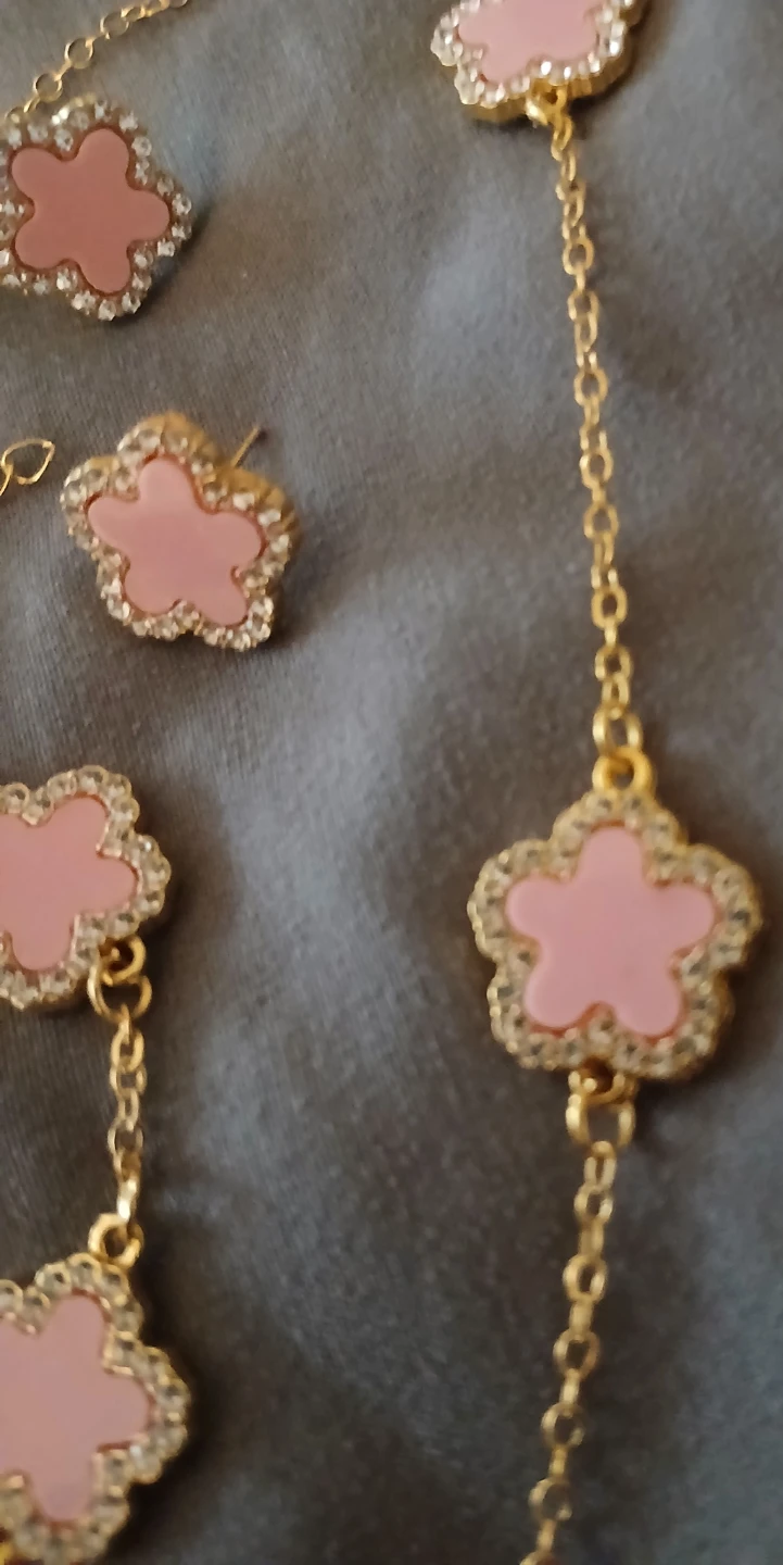 Pink Flower Necklace and Earrings Set - photo 4