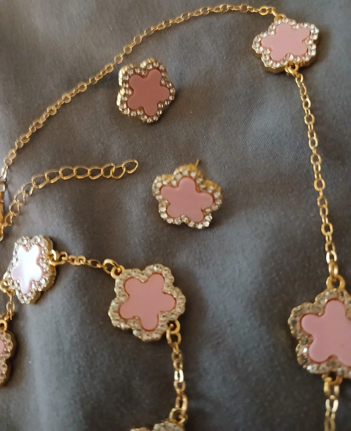 Pink Flower Necklace and Earrings Set - photo 5