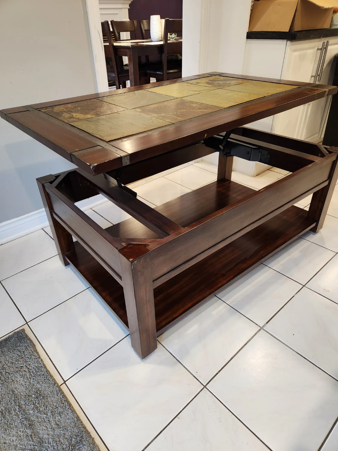Lift-Top Coffee Table with Tiled Inlay