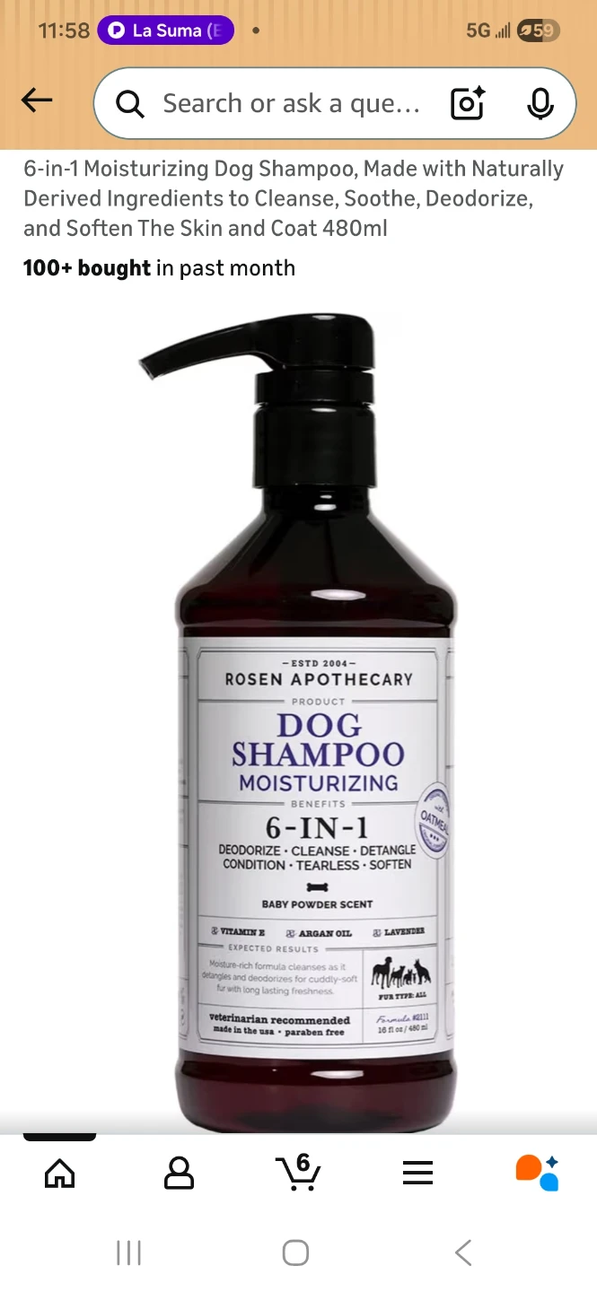 Rosen Apothecary 6-in-1 Dog Shampoo Itch Relief