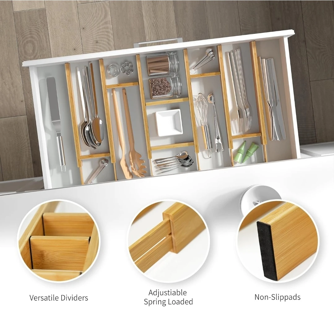 Adjustable Bamboo Drawer Dividers - Large 🌱 - photo 4
