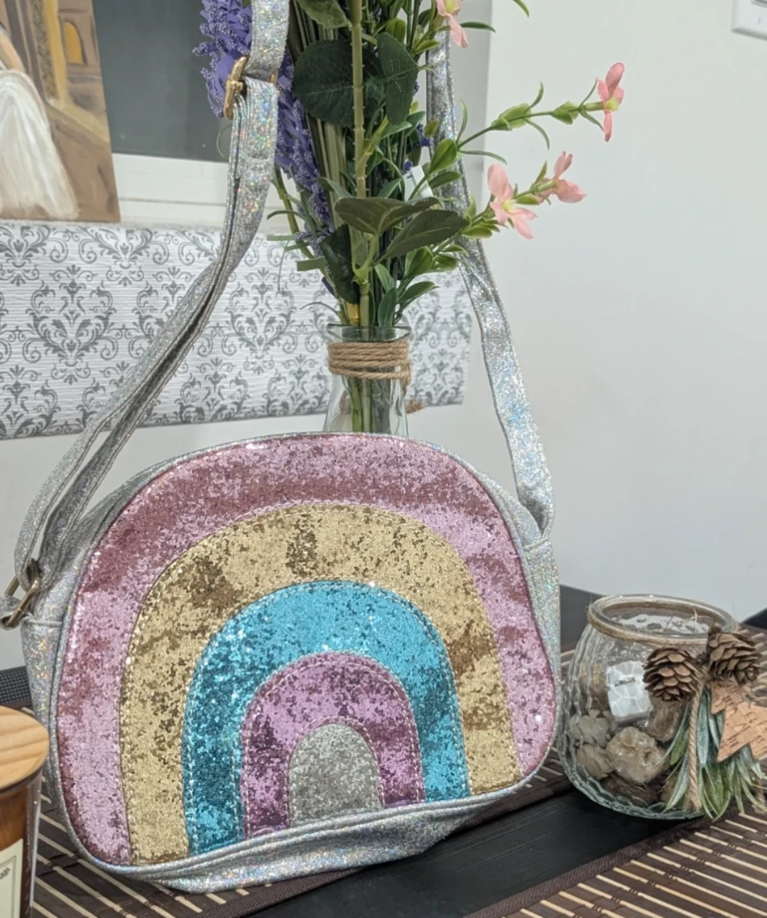 Girls Rainbow Sequin Crossbody Purse