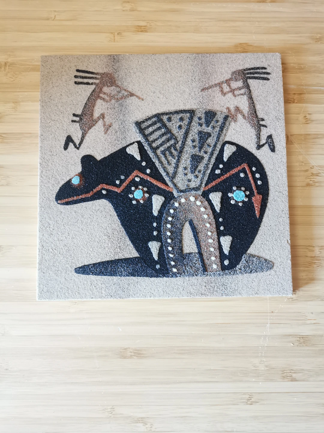 Vintage Navajo Sandpainting Bear & Kokopelli by Virginia Tyler - photo 5