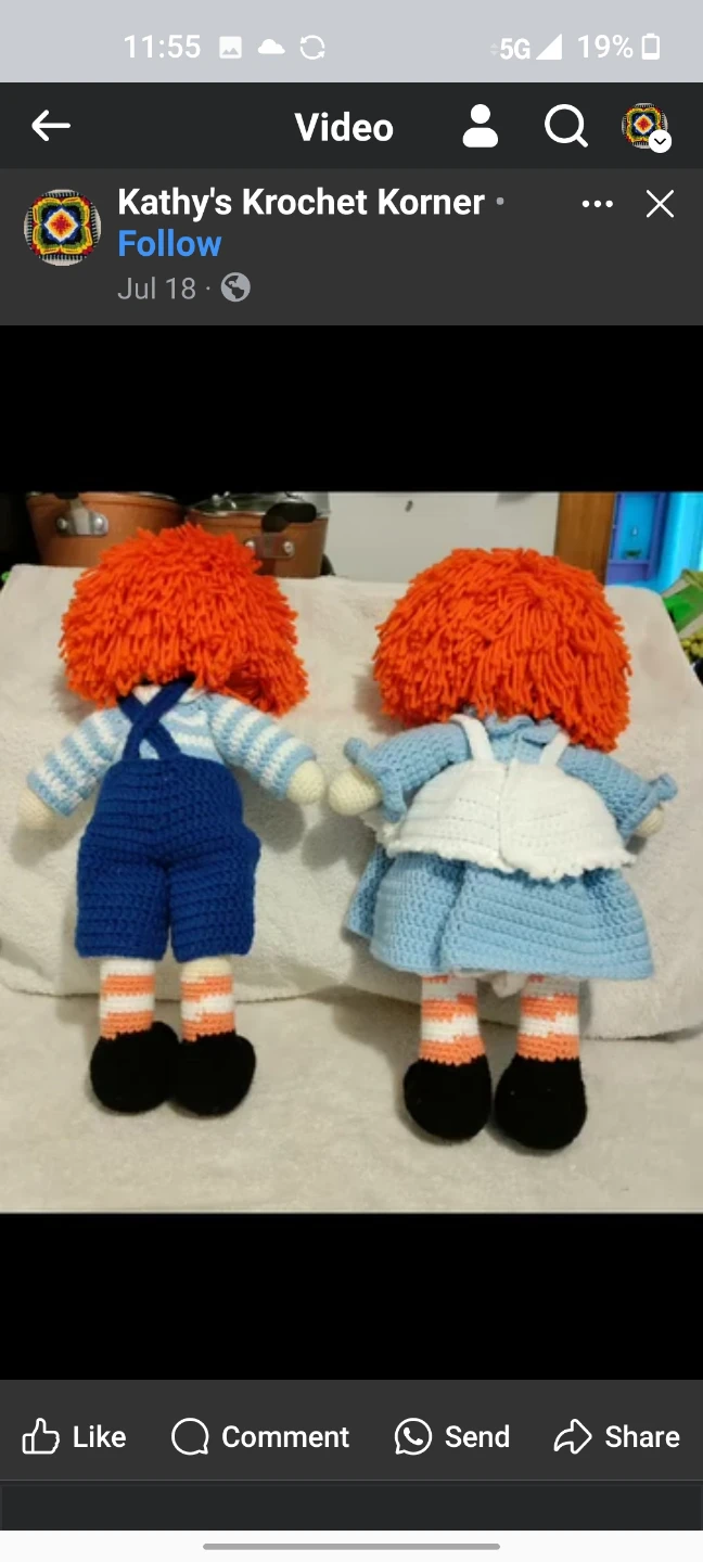 Handmade Raggedy Ann & Andy Crochet Dolls - photo 2