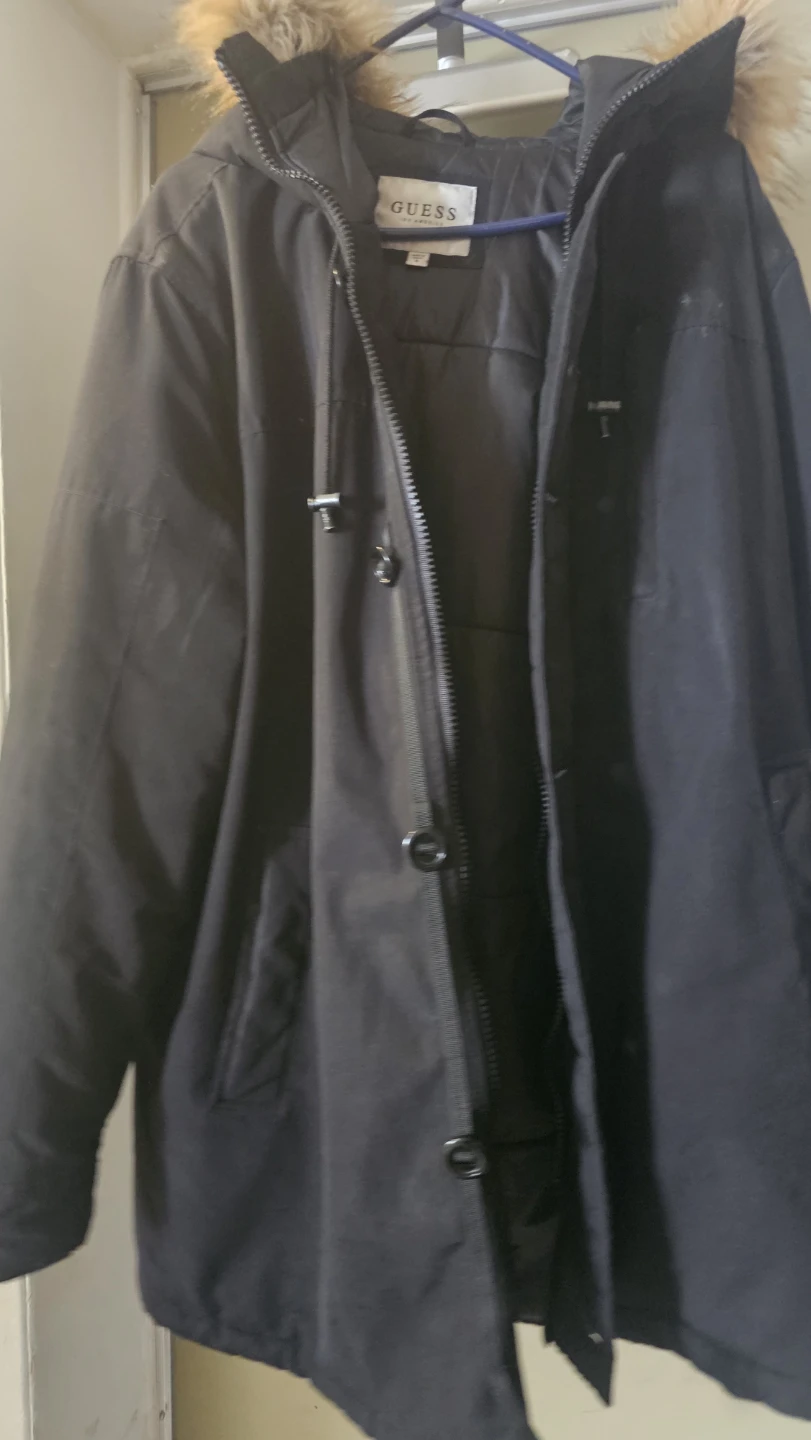 Black Guess Parka Jacket with Fur Hood - photo 3
