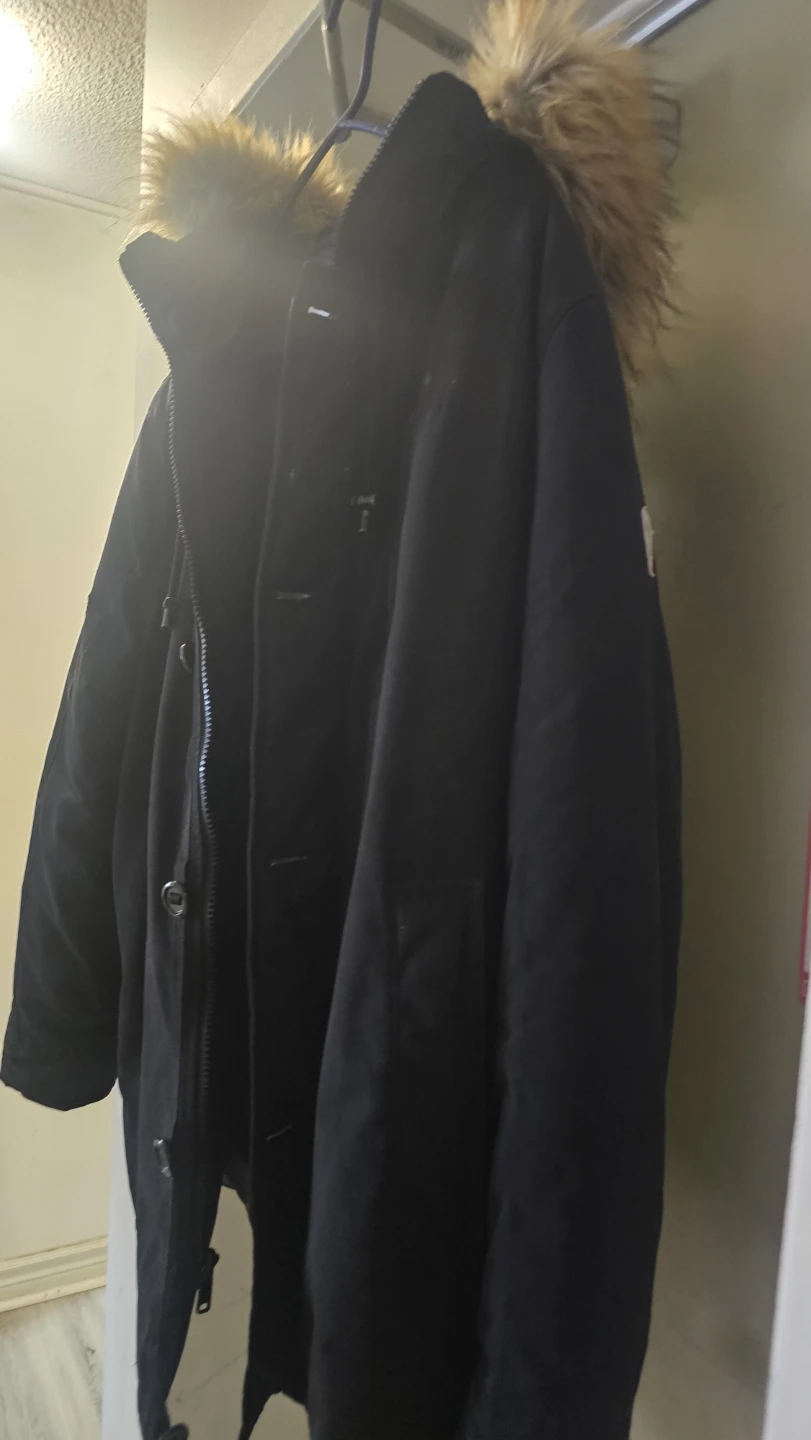 Black Guess Parka Jacket with Fur Hood - photo 5