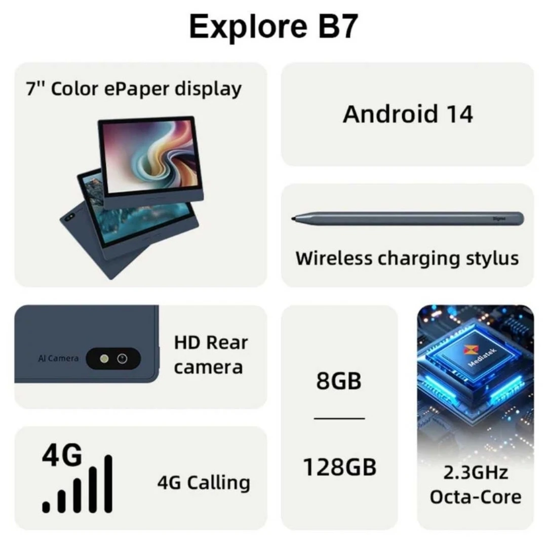 E-ink e-reader e-writer Bigme b7 4G cellular full pack keyboard - photo 5