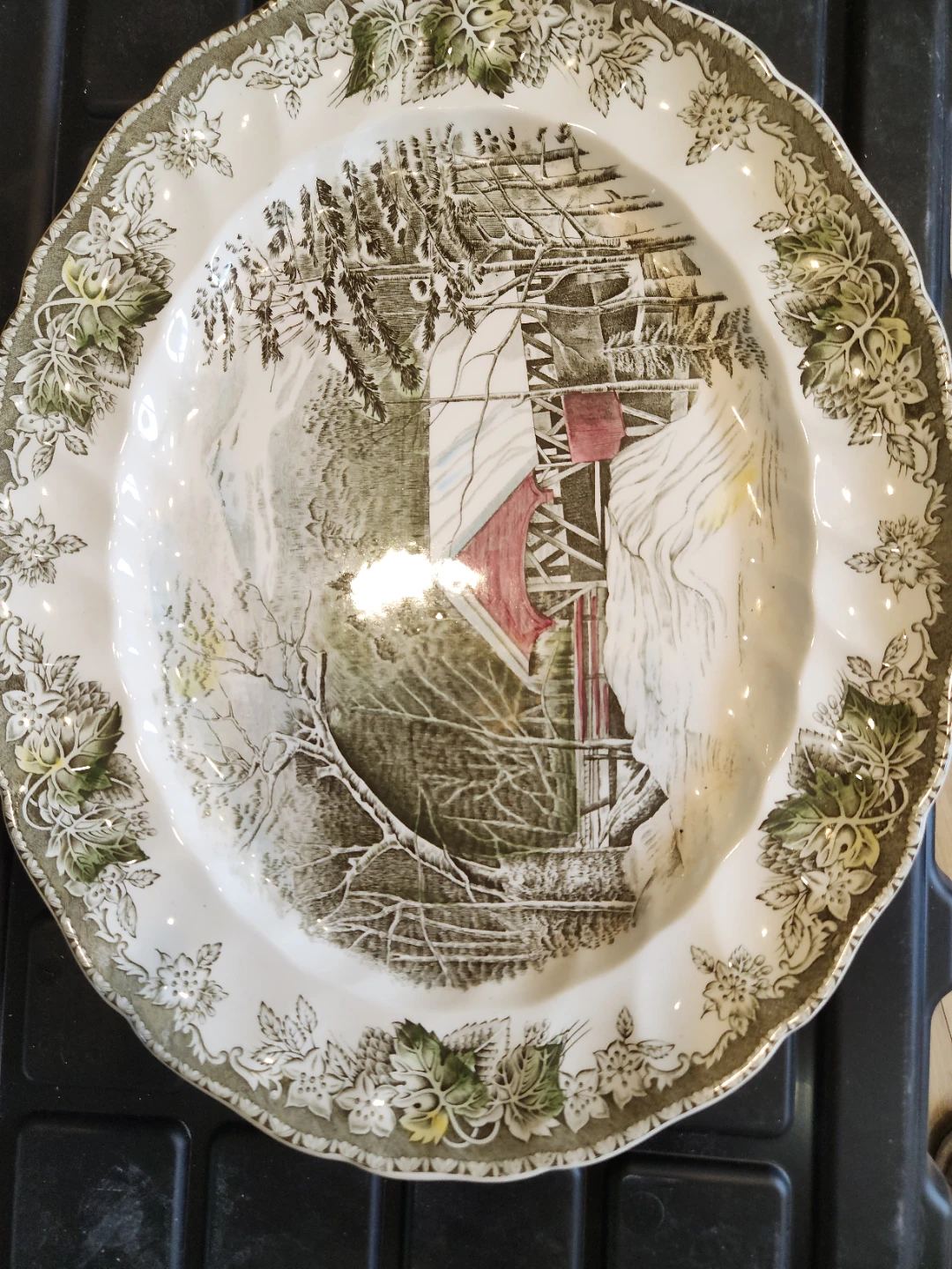 Johnson Brothers "The Friendly Village" Covered Bridge Plate